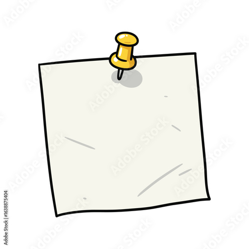 Blank note with yellow pin graphic – stock vector flat illustration