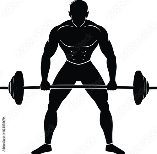 fitness man doing sumo deadlift on white backgroun.eps