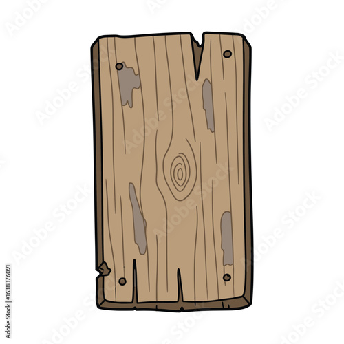 Rustic wooden plank with knots and cracks – stock vector flat illustration