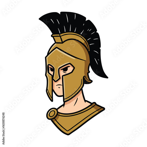 Ancient greek warrior illustration with helmet and armor – stock vector flat illustration