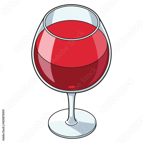 Illustration of a red wine glass against white background – stock vector flat illustration