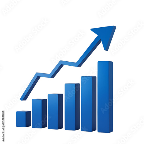 bar graph chart going up with arrow pointing upwards	