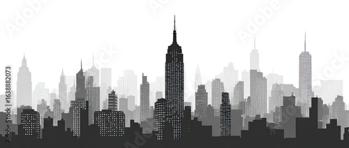 Fototapeta Naklejka Na Ścianę i Meble -  Monochromatic city skyline