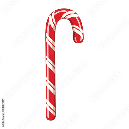 Red and white candy cane isolated for christmas – stock vector flat illustration