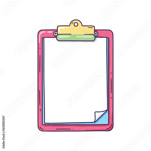 Blank clipboard with paper and pink frame – stock vector flat illustration