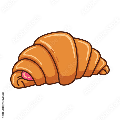Cartoon croissant with jelly filling – stock vector flat illustration