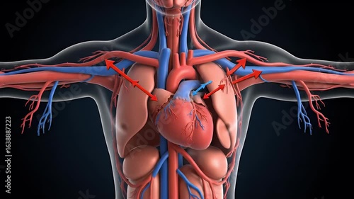 Human Anatomy, Blood Circulation, Heart Function, Medical Illustration, Health Concept