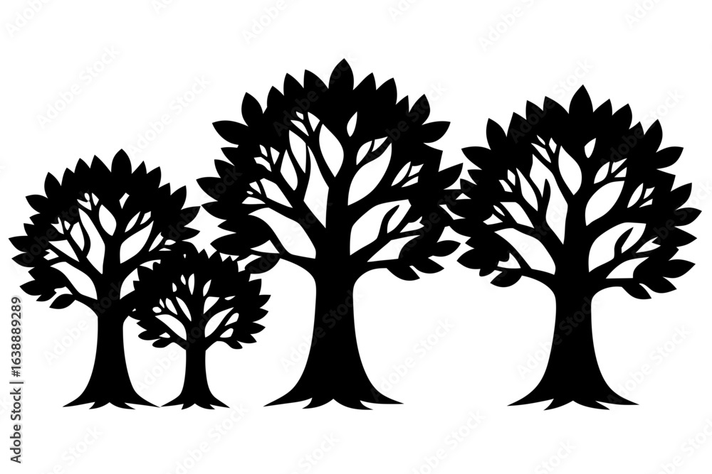Obraz premium Vector illusion of set of trees silhouettes