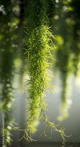 Photo of Green Hanging Plant with Bokeh and Sunlight in Background