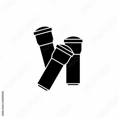 Black flashlight. Flashlight icon symbol. Flashlight vector, isolated on white background. Vector icon.