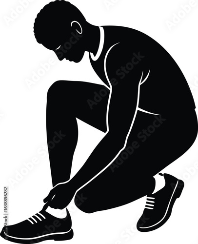fitness man tying shoelaces on white background.eps