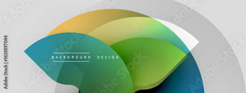 Abstract colorful shapes overlap, creating dynamic visual effect. Modern design elements suggest fluidity, innovation. Background features gradients, curves.