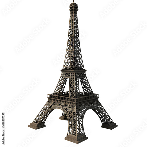 Realistic 3D Render of Isolated Eiffel Tower on Transparent Background