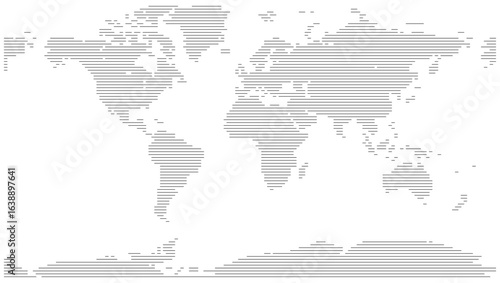 Digital horizontal small line shape world map focusing a fantastic solution for travel websites. The unique line map design is a great way to showcase a world travel blog.