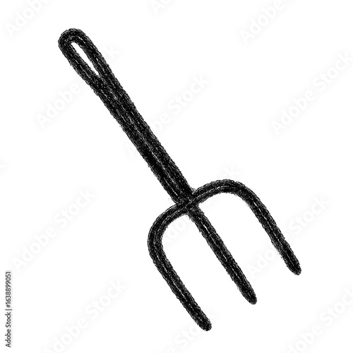 Garden fork in black color for digging soil and planting seeds  