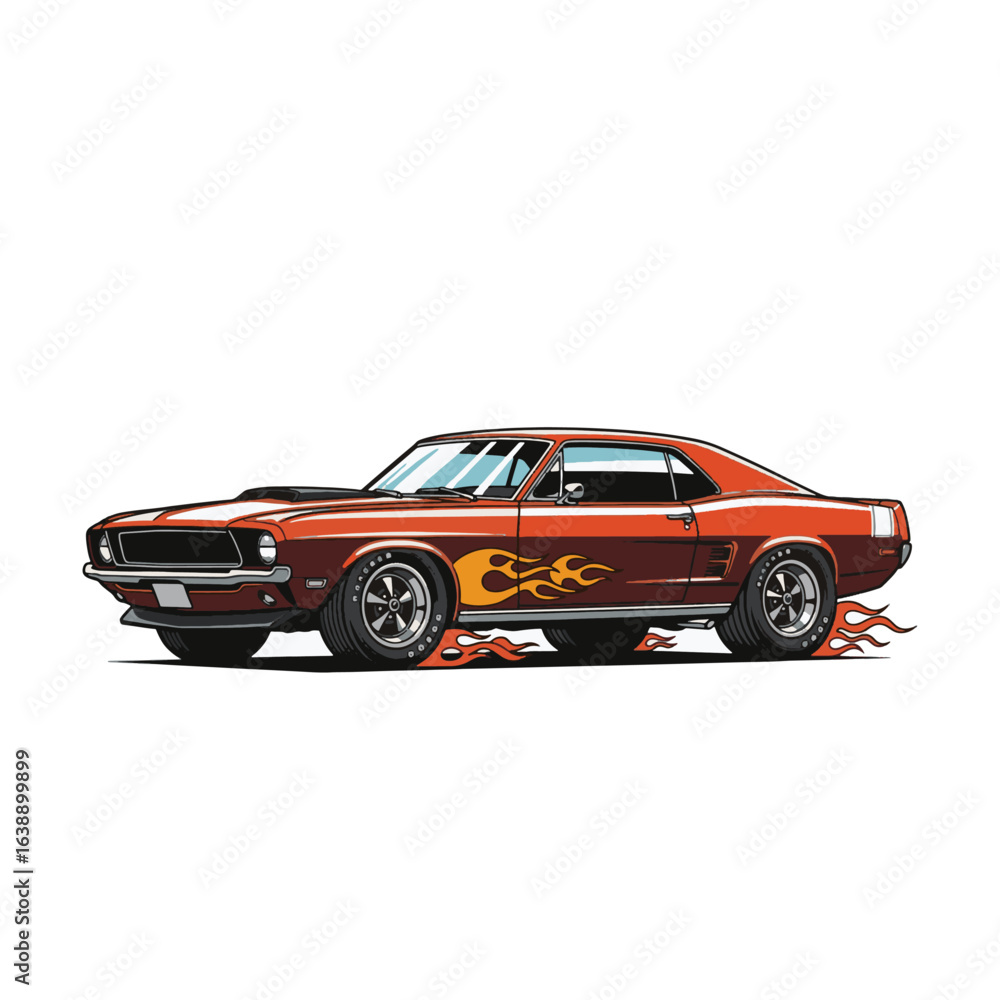 Obraz premium isolated american muscle car illustration vector