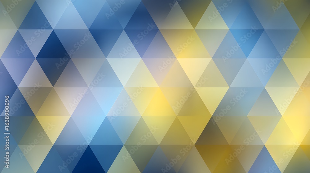Obraz premium Geometric abstract pattern with blue and yellow gradients triangles