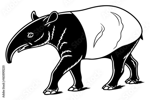 Tapir sihouette black vector