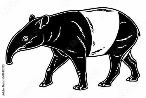 Tapir sihouette black vector