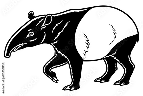 Tapir sihouette black vector