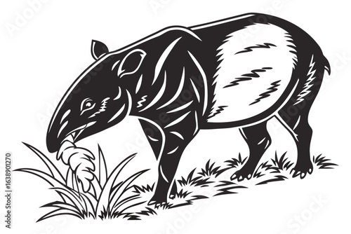 Tapir sihouette black vector