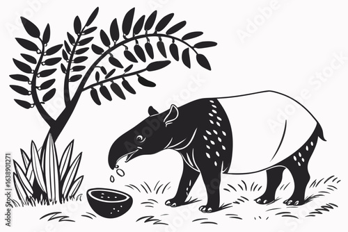 Tapir sihouette black vector