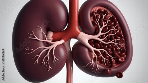Anatomical Action, Kidney Structure, Medical Illustration, Human Body, Scientific Visualization