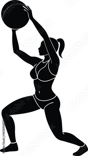 fitness woman doing ball slams on white background.eps