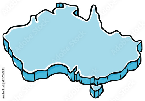 Blue Australia Map Outline Icon Continent Shape Ocean Border World Travel