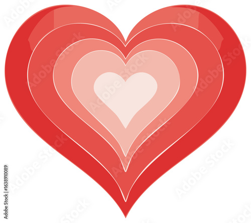 Concentric Hearts in Shades of Red Representing Love and Affection for Romance