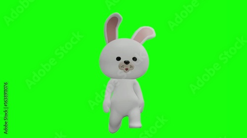 可愛いウサギのキャラクター クロマキー背景 うさぎ 兎 ラビット