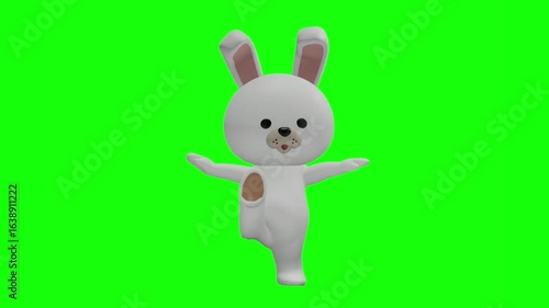 可愛いウサギのキャラクター クロマキー背景 うさぎ 兎 ラビット