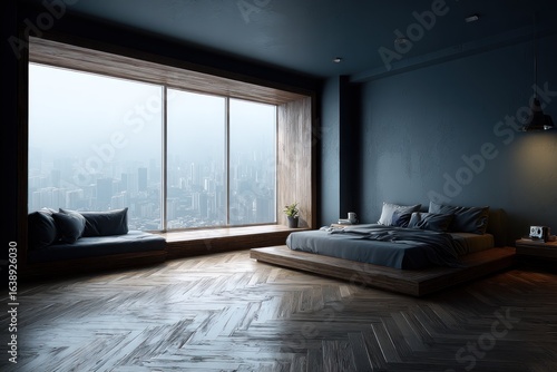 Modern bedroom with city view (22)