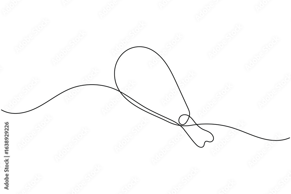 Obraz premium Minimalist one line drawing of fried chicken outline art design on white background for food concept