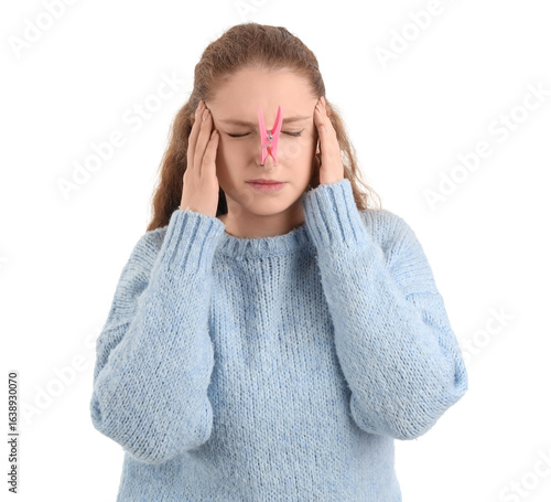 Ill young woman with clothe...