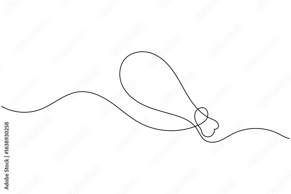 Obraz premium Minimalist one line drawing of fried chicken outline art design on white background for food concept