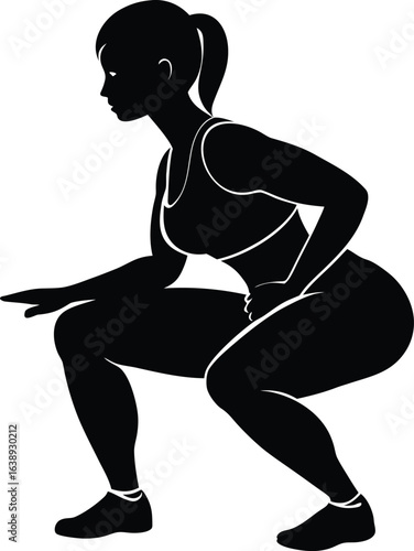 fitness woman doing squats on white background.eps