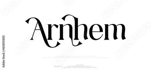 Arnhem Abstract Fashion font alphabet. Minimal modern urban fonts for logo, brand etc. Typography typeface uppercase lowercase and number. vector illustration