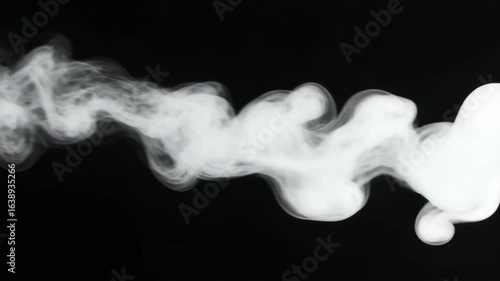 White natural rising steam from hot food or a freshly brewed drink, isolated on a black background, showing soft swirling vapor patterns, warm atmosphere, and realistic cooking or beverage heat effect