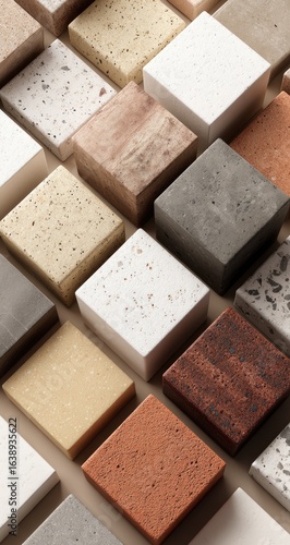 Wallpaper Mural Surface material samples, design studio, beige background, selection process, interior design Torontodigital.ca