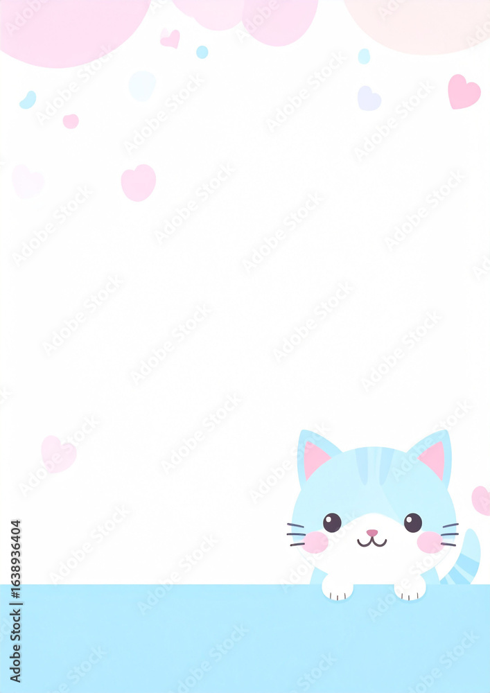 A4-sized paper templates with adorable cartoon cat designs. Each page features a different layout with soft pastel colors, cute illustrations of cats, and playful borders, perfect for children's A4-sized paper templates with adorable cartoon cat designs. Each page features a different layout with soft pastel colors, cute illustrations of cats, and playful borders, perfect for children's