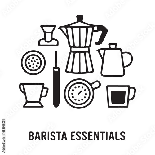 title Barista Essentials keywords coffee moka pot pour over French press espresso machine