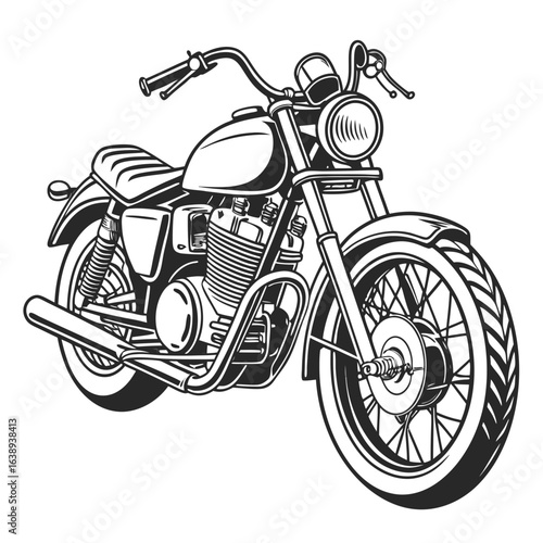 Vintage Motorcycle Icon - Black and White Graphic

