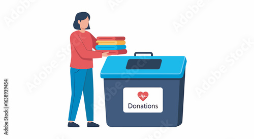Woman donating clothes to a donation bin.