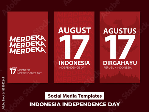 Social Media Templates Celebrating Indonesia Independence Day On August