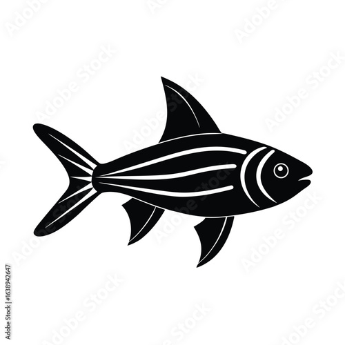 minimal vector silhouette of a rummy nose tetra .eps