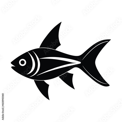 black vector silhouette of a rummy nose tetra di.eps