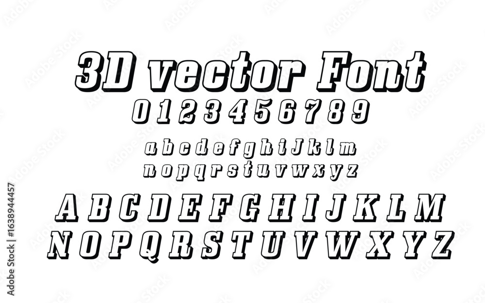 Obraz premium 3D Vector Font - Bold, Modern, and Customizable Typography