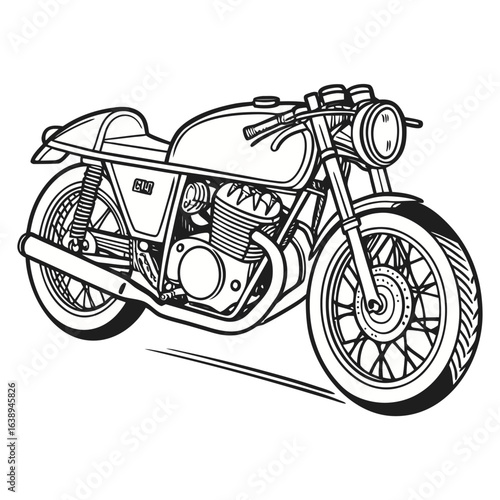 Classic vintage cafe racer motorcycle, isolated vector illustration