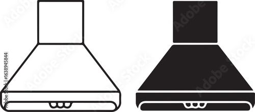 Kitchen Range Hood Vector Icon: Black and White Sign Symbols for Appliance UI Design